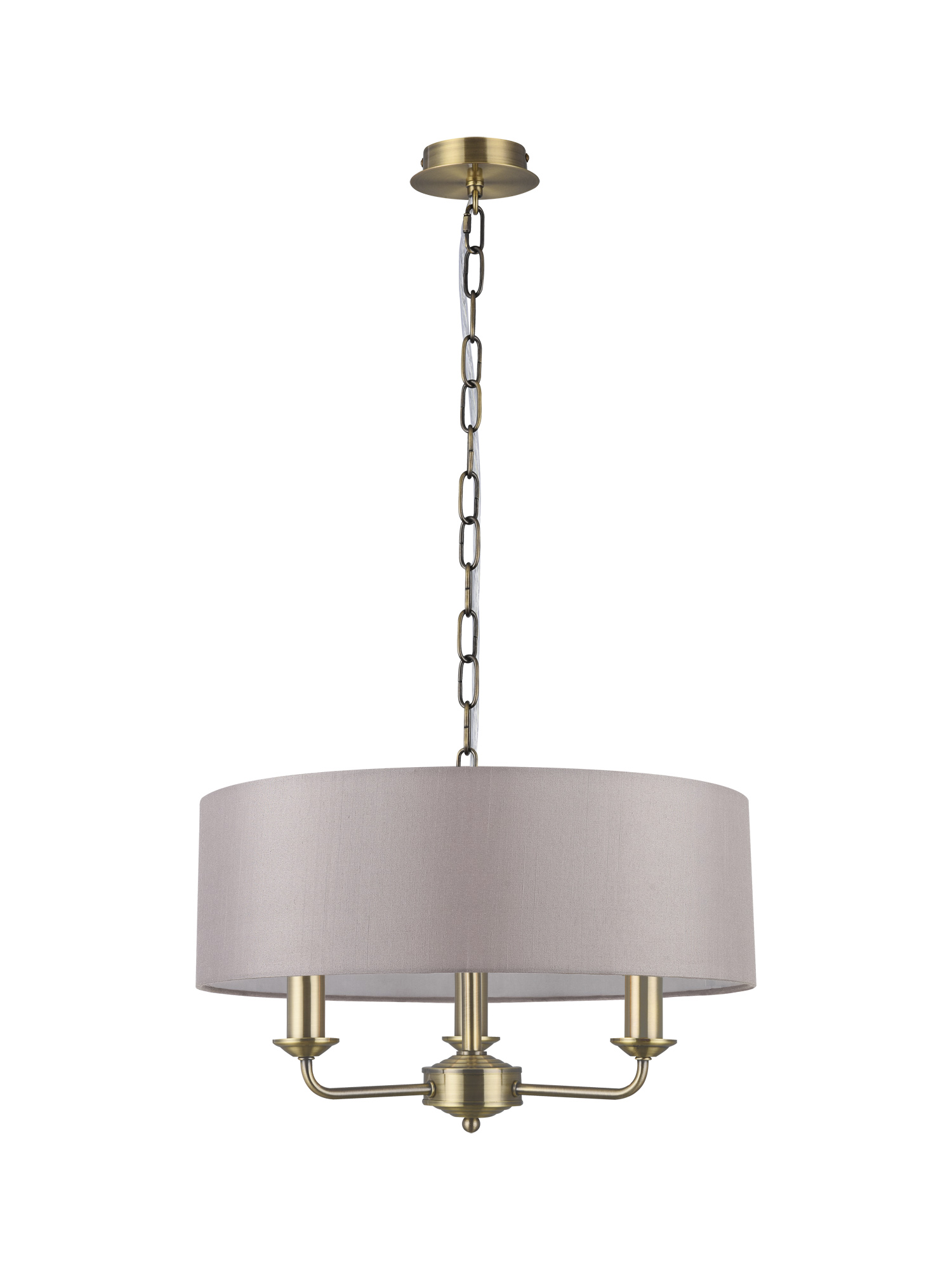 Banyan 45cm 3 Light Pendant Antique Brass, Grey DK0030  Deco Banyan